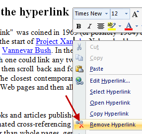 remove all hyperlinks from word