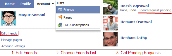 pending friends requests facebook