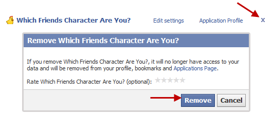 remove application facebook