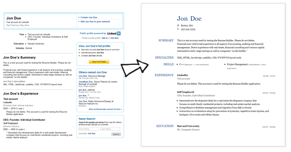 create a resume from your linkedin profile