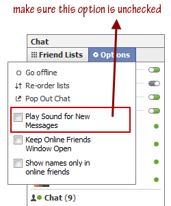 stop facebook chat sound
