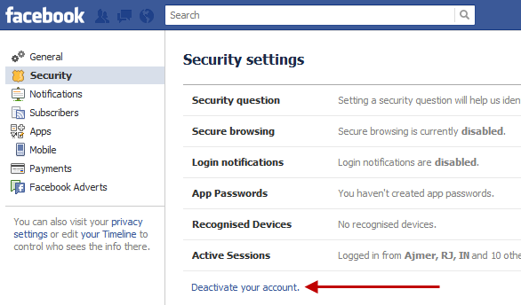 How to temporarily deactivate/reactivate your Facebook account