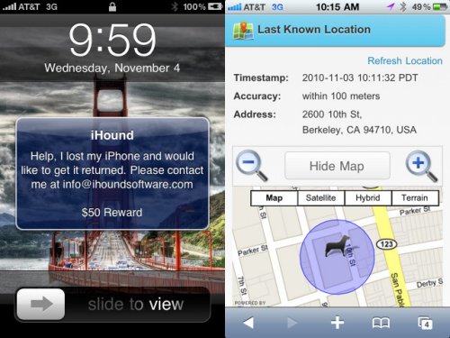 ihound app to find lost stolen iphone