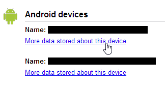 android phones list in google account dashboard